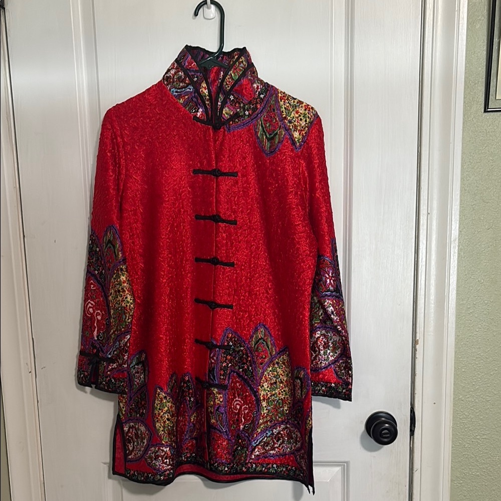 Elegant Red Paisley Women's Blouse